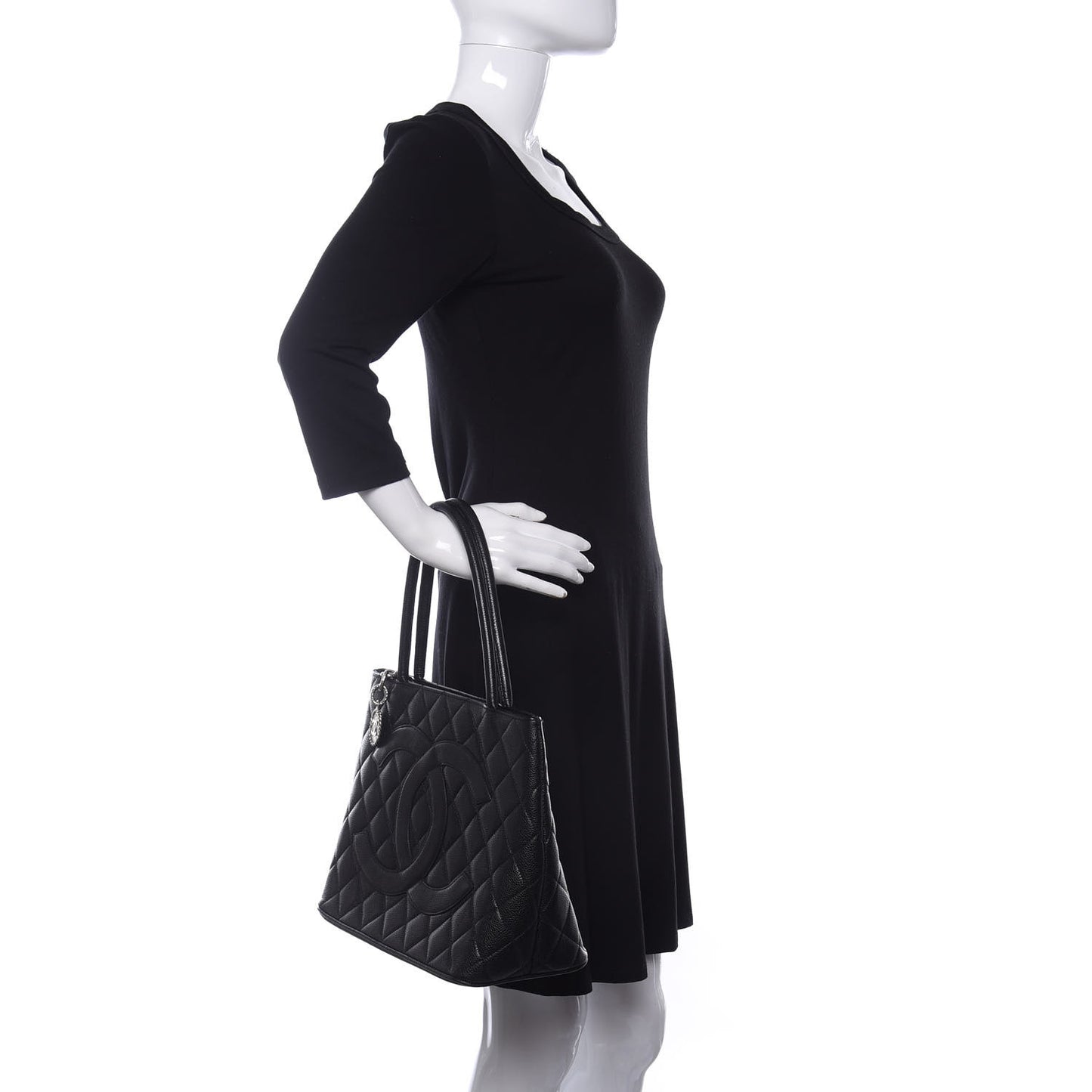 Caviar Quilted Medallion Tote Black