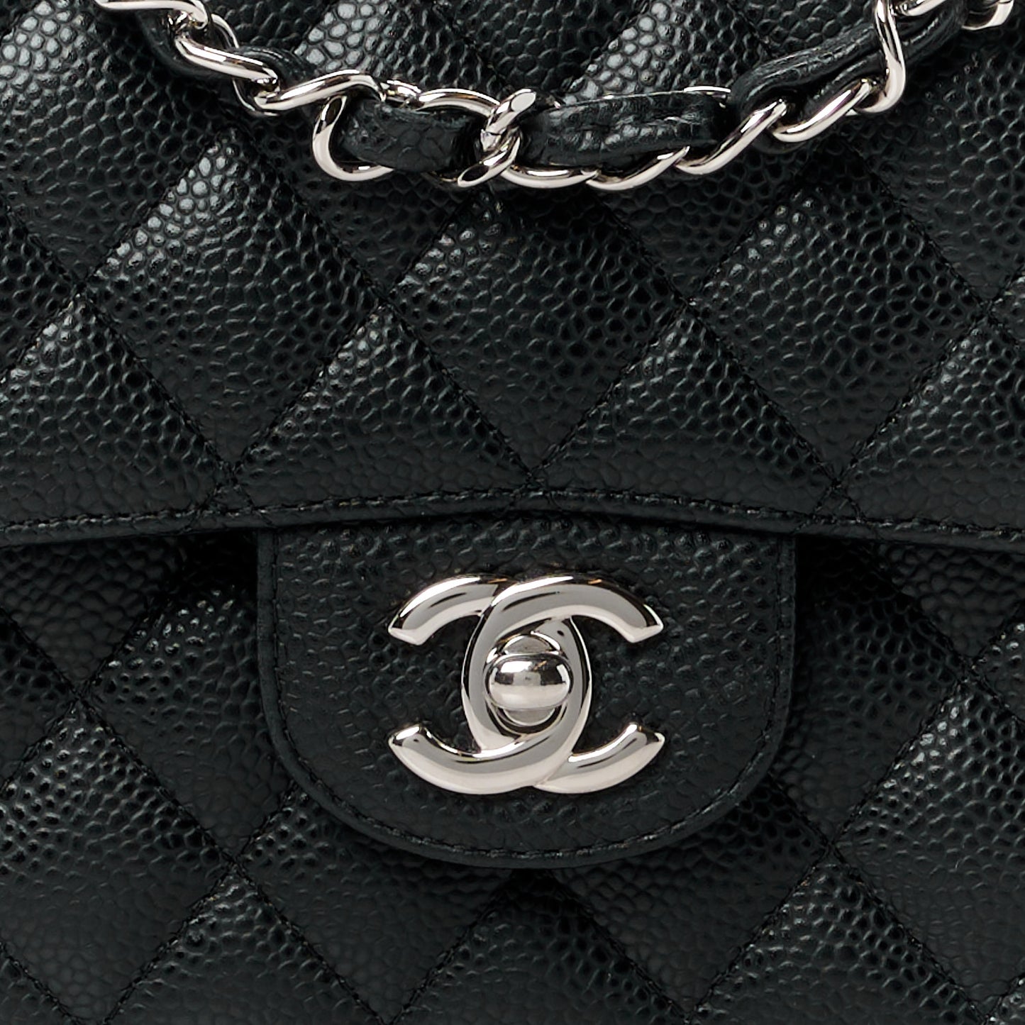 Caviar Quilted Medium Double Flap Black