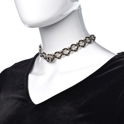 Chanel Pearl Lambskin CC Chain Twist Choker Necklace Black Gold 2 of 7