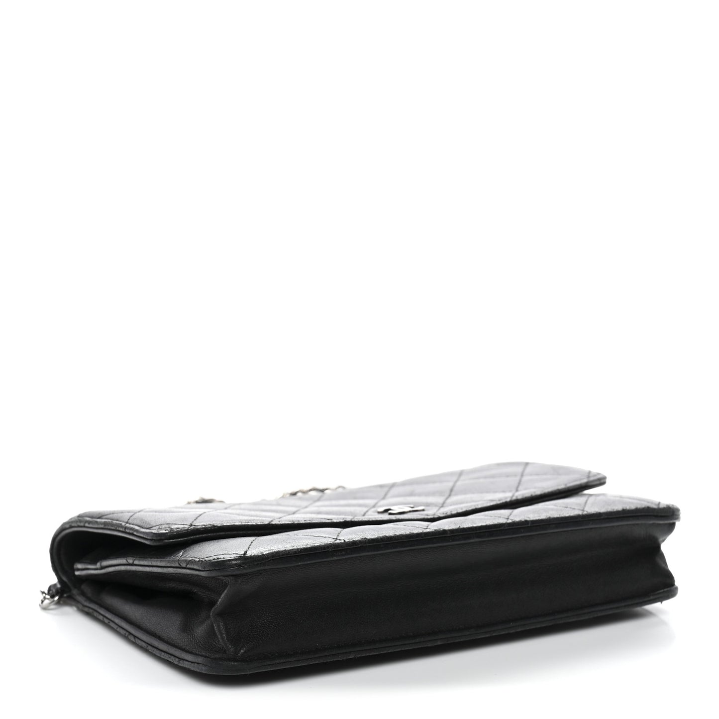 Lambskin Quilted Wallet On Chain WOC Black