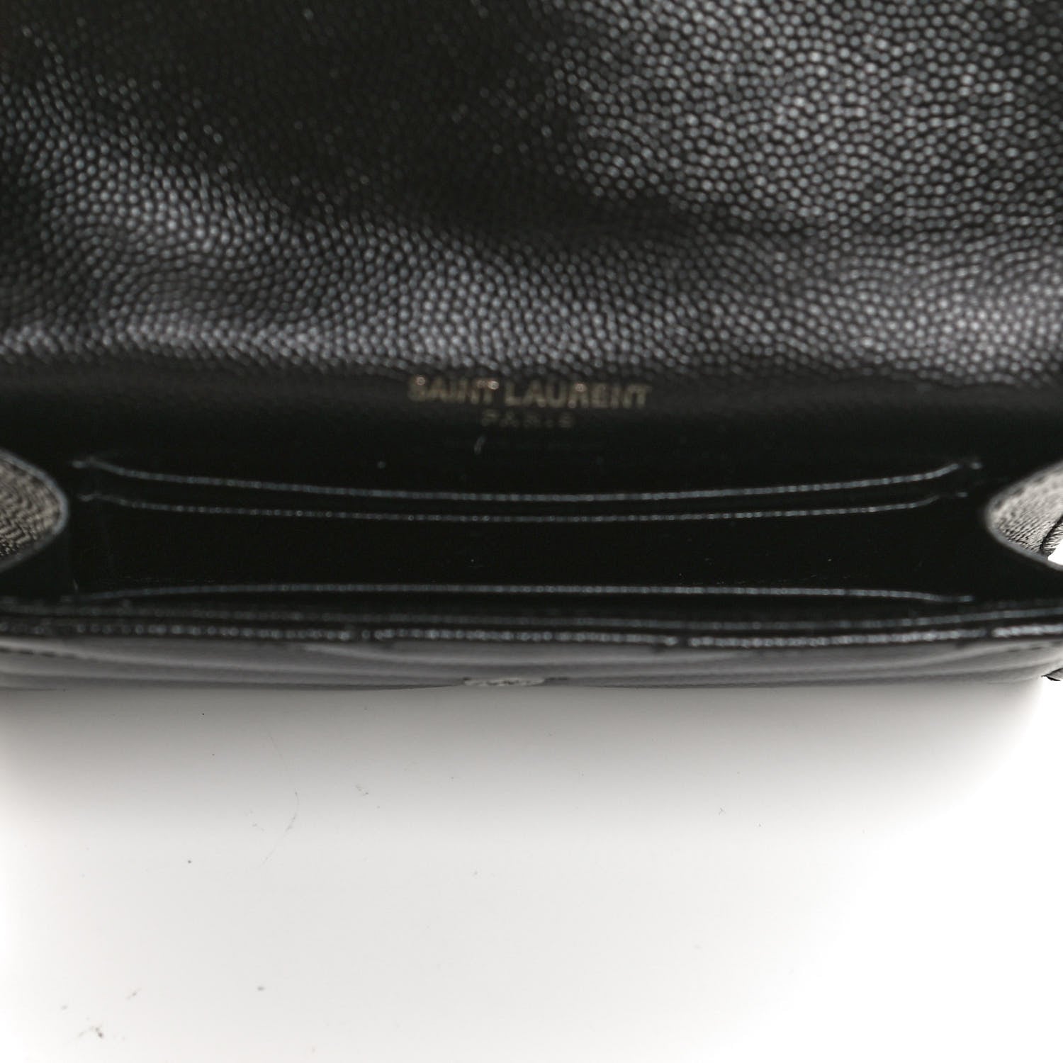 Saint Laurent Grain De Poudre Matelasse Chevron Small Monochrome Monogram Envelope Wallet Black 5 of 11