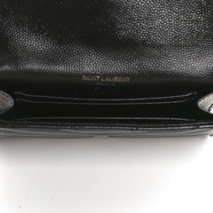 Saint Laurent Grain De Poudre Matelasse Chevron Small Monochrome Monogram Envelope Wallet Black 5 of 11