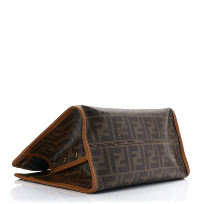 Fendi Glazed Fabric Vitello Century FF 1974 Stamp Patch Mini Peekaboo Defender Cover Mogano Panna Caramello 4 of 9