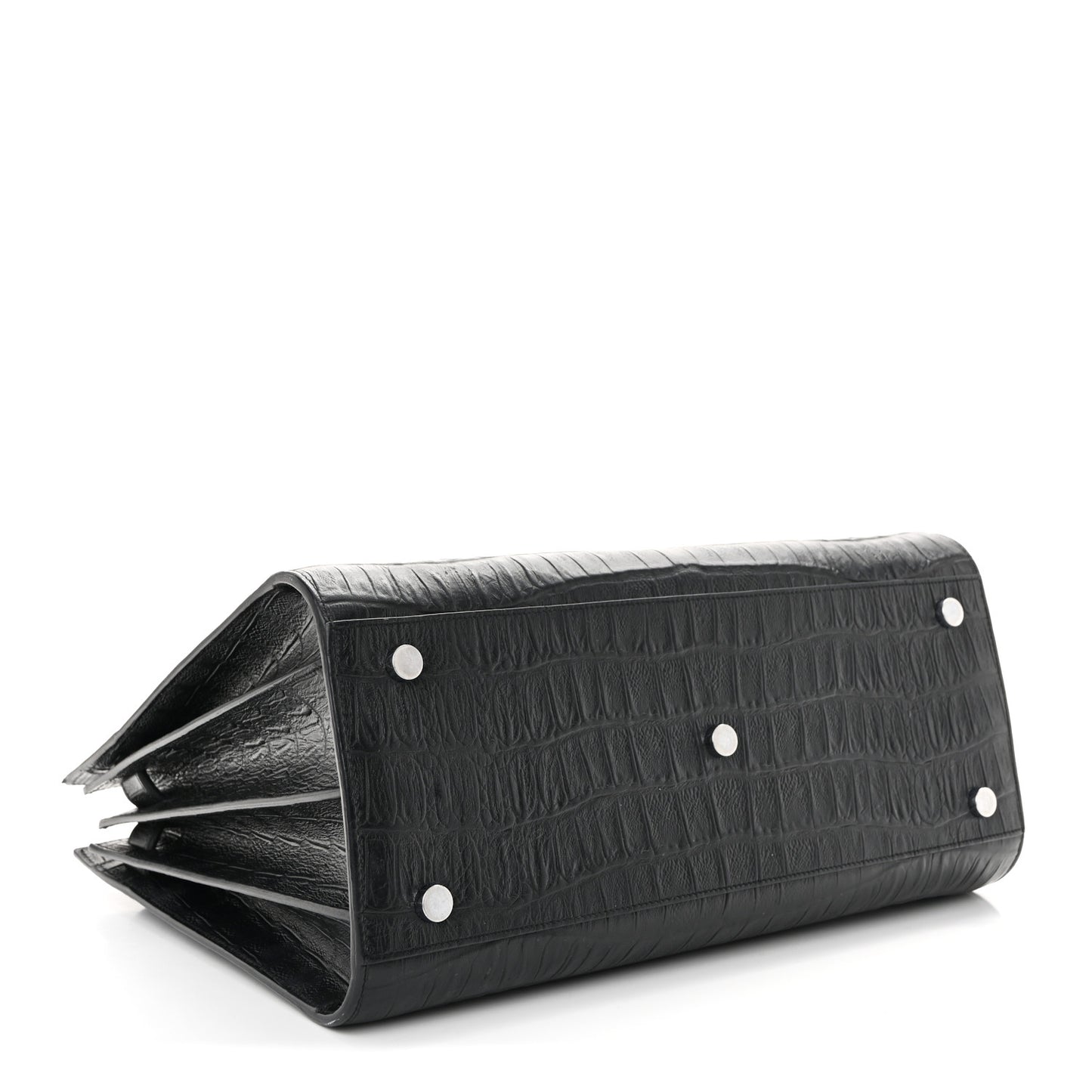 Calfskin Crocodile Embossed Small Sac de Jour Black