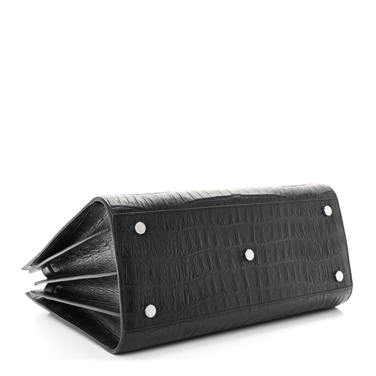 Saint Laurent Calfskin Crocodile Embossed Small Sac de Jour Black 4 of 14