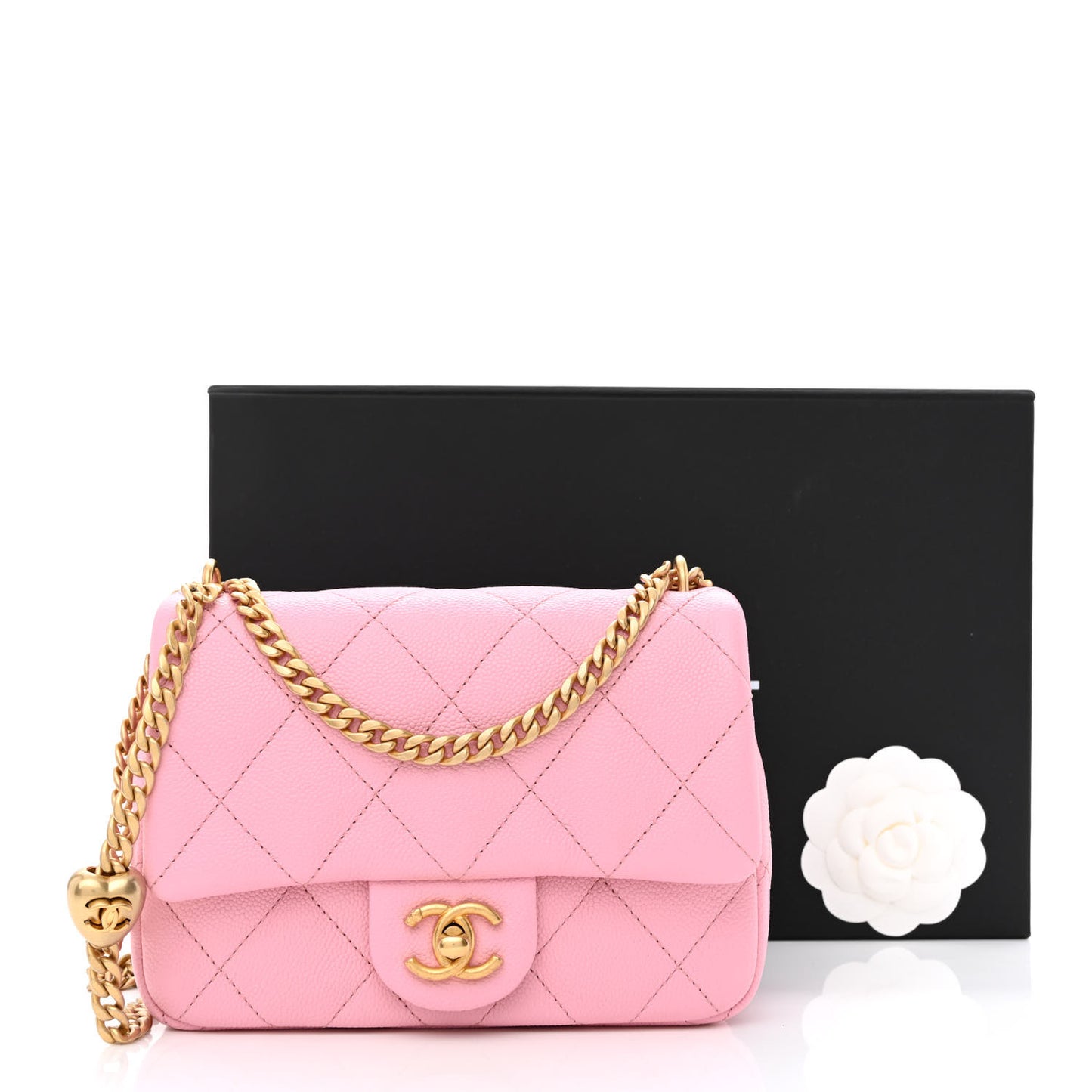 Caviar Quilted Mini Sweetheart Flap Lilac