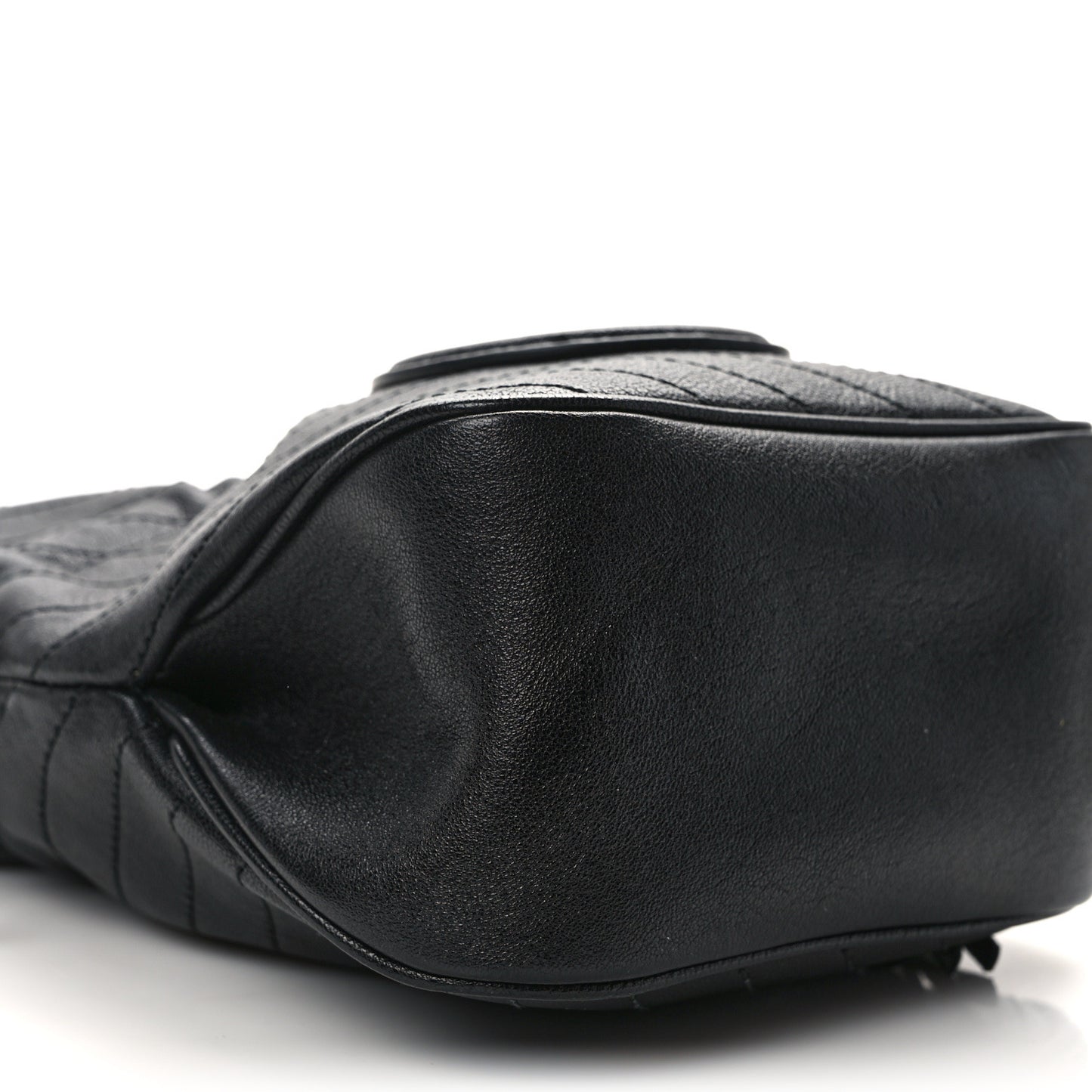 Sakai Be Green Calfskin Diagonal Stitched Mini Blondie Bucket Bag Black