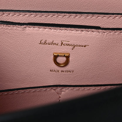 Salvatore Ferragamo Hammered Calfskin Round Gancini Crossbody Bag Black 6 of 8