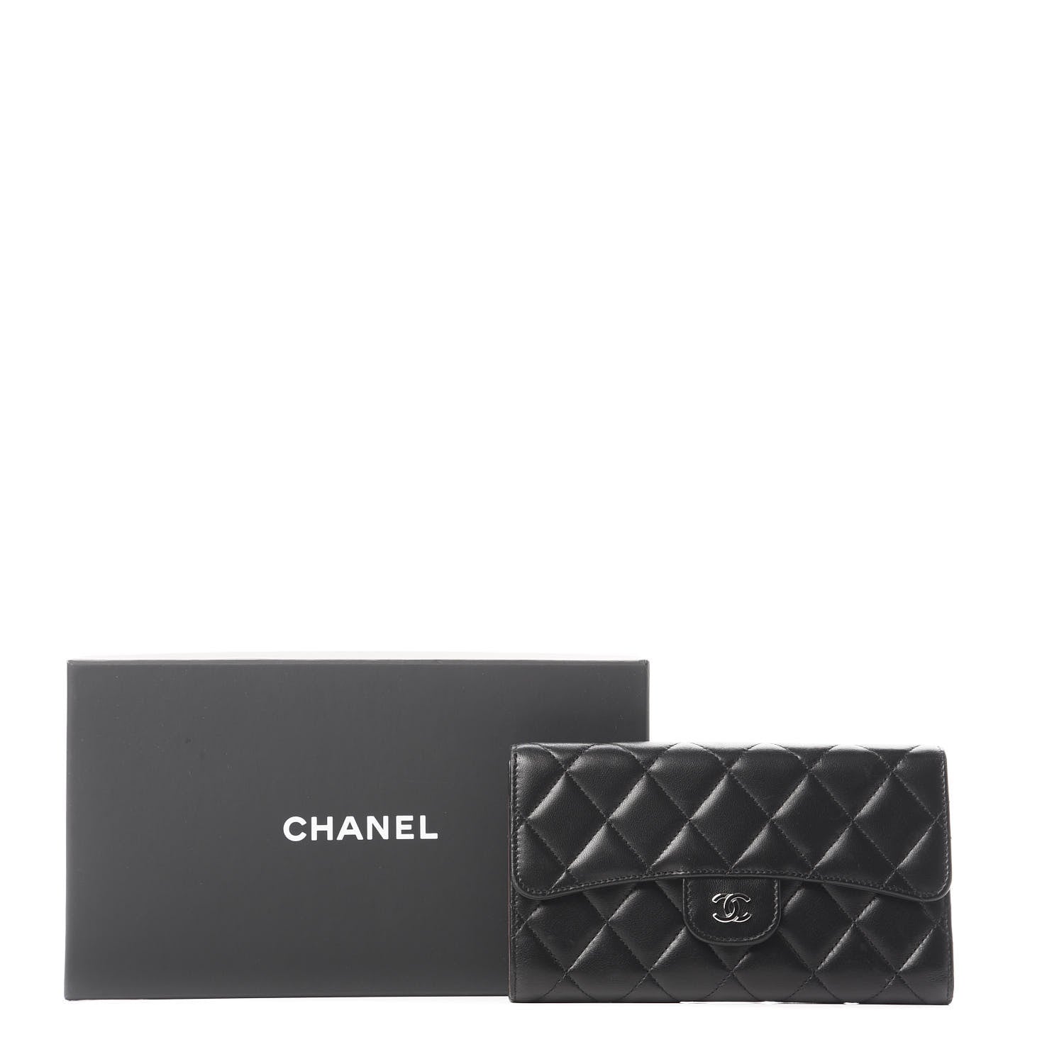 Chanel Lambskin Quilted Large Flap Wallet Black 7 of 10