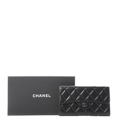 Chanel Lambskin Quilted Large Flap Wallet Black 7 of 10