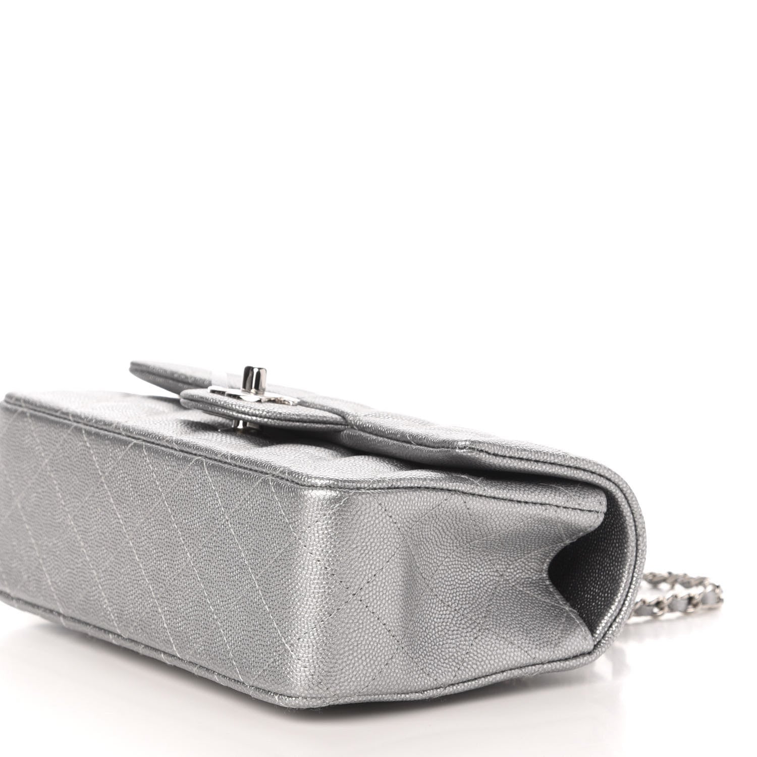 Chanel Metallic Caviar Quilted Mini Top Handle Rectangular Flap Silver 9 of 10