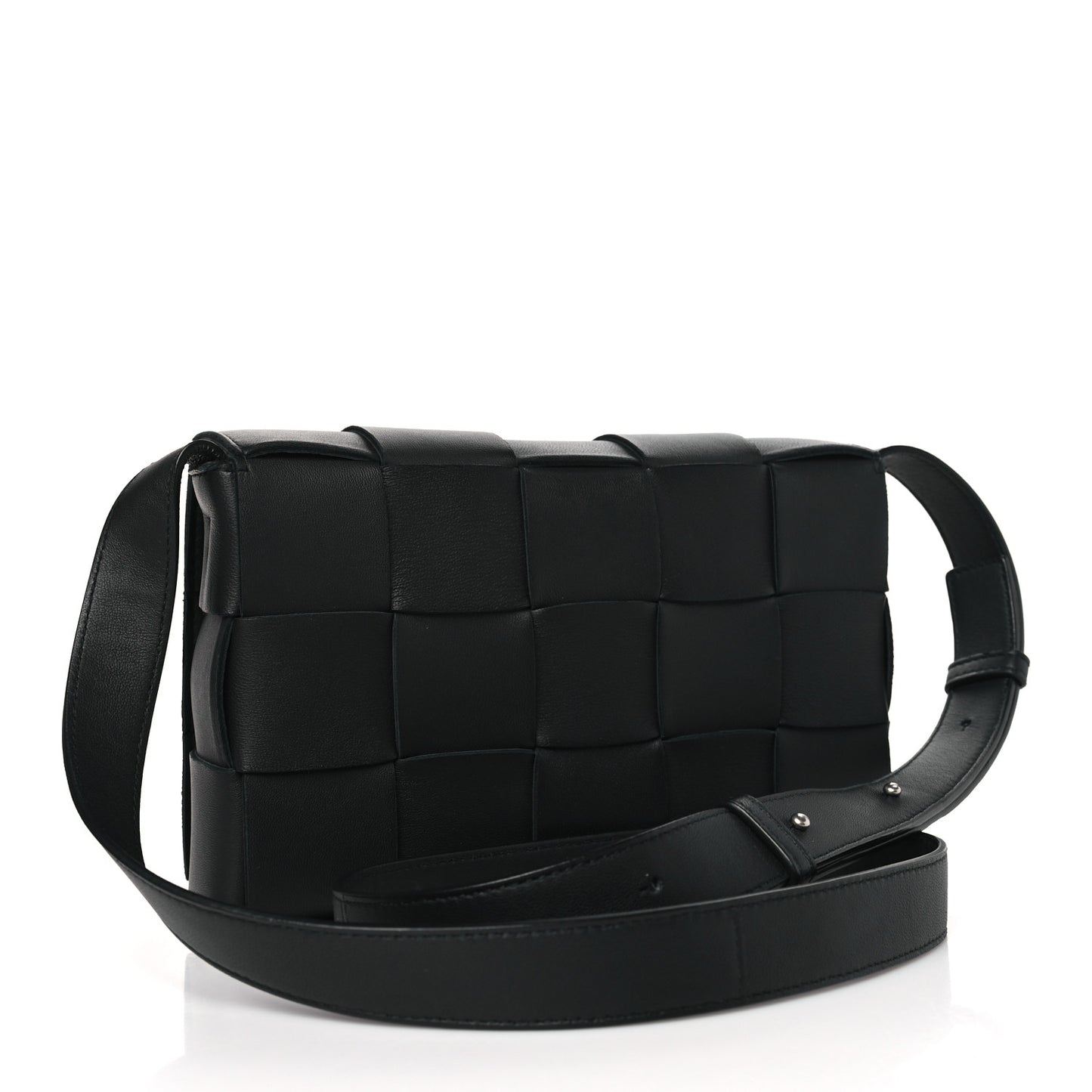 BOTTEGA VENETA Lambskin Maxi Intrecciato Cassette Crossbody Bag Black