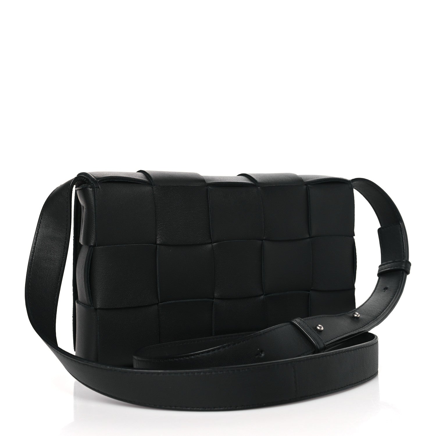 Bottega Veneta BOTTEGA VENETA Lambskin Maxi Intrecciato Cassette Crossbody Bag Black 3 of 10