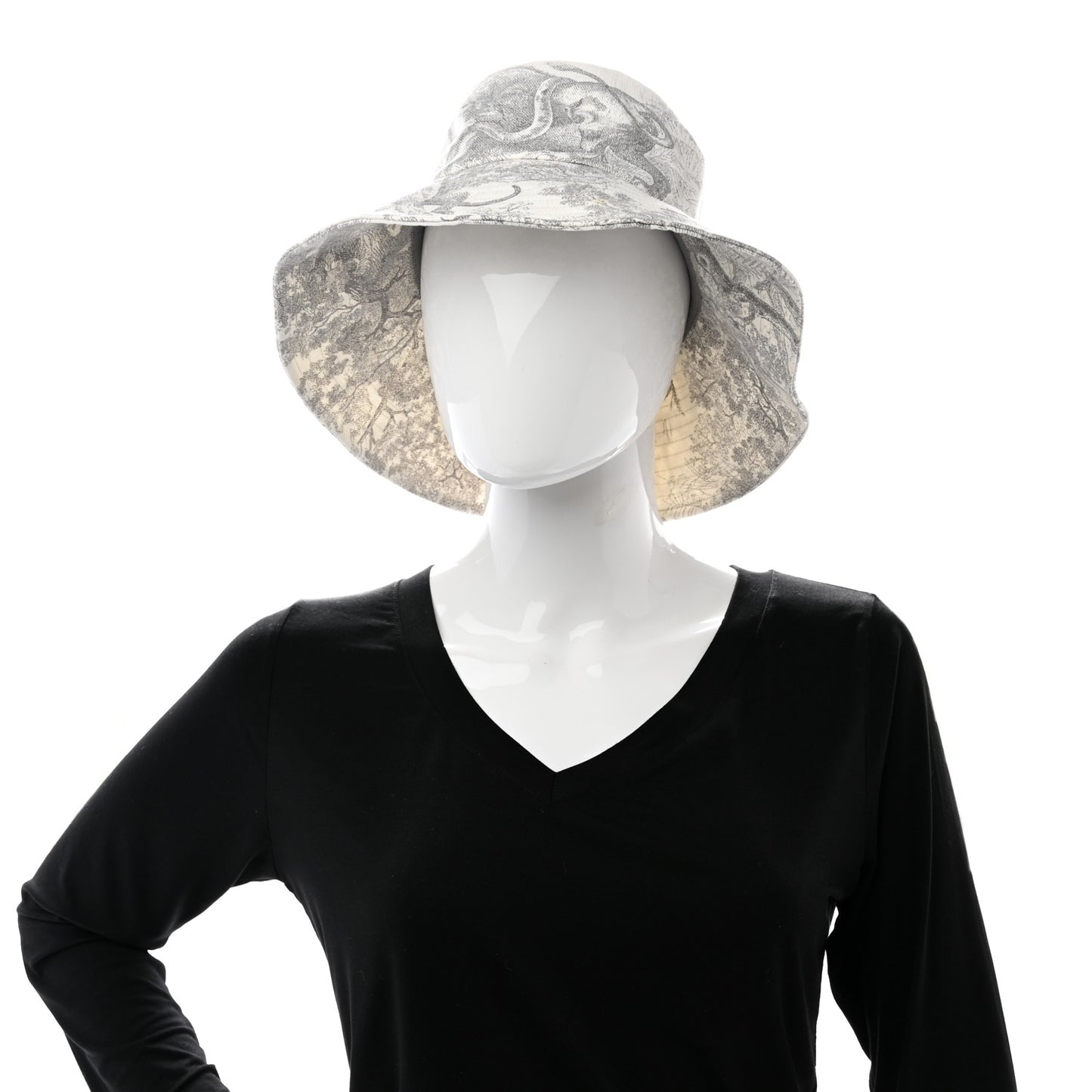 Cotton Dioriviera Toile De Jouy Bob Brim Bucket Hat 57 Gray