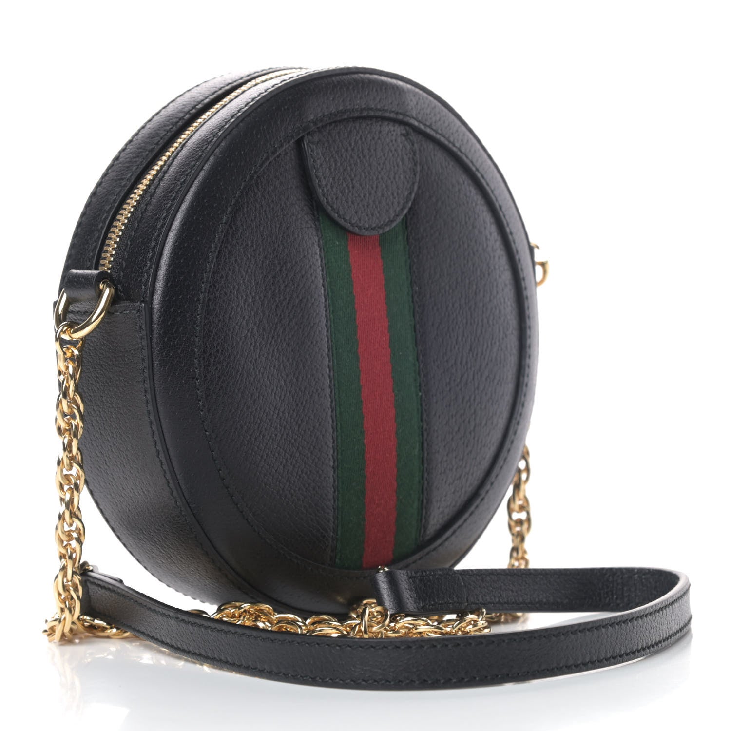 Gucci Grained Calfskin Web Mini Ophidia Round Shoulder Bag Black 2 of 4
