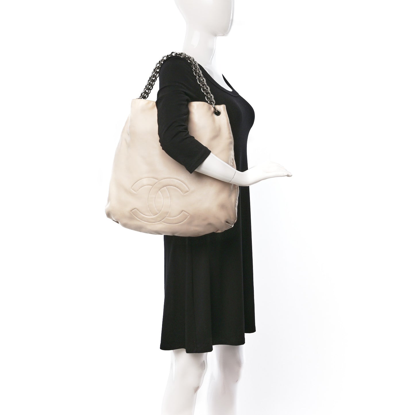 Lambskin Soft and Chain Large Hobo Beige
