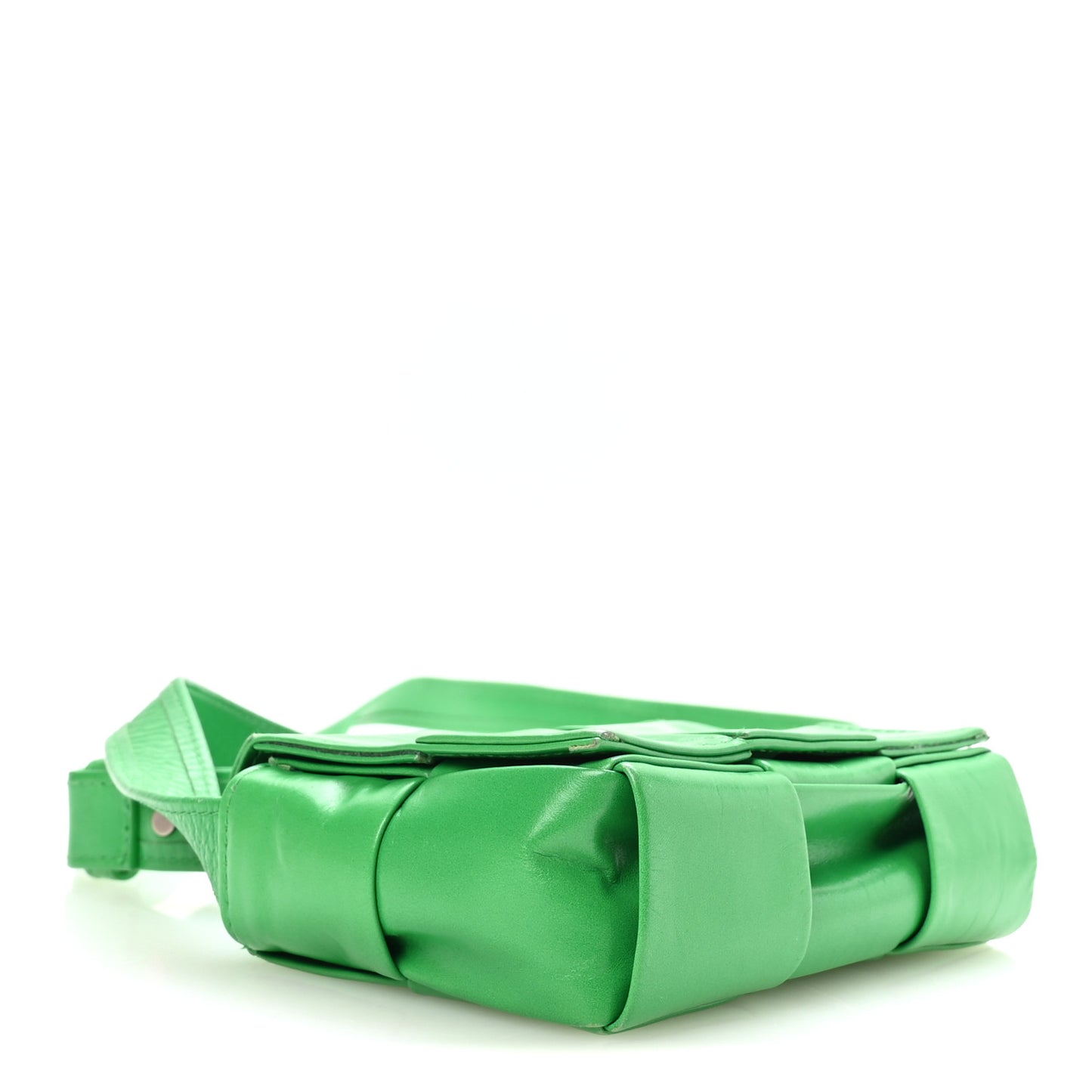 Crinkled Lambskin Maxi Intrecciato Extra Mini Cassette Crossbody Bag Parakeet