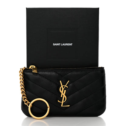 Saint Laurent Calfskin Matelasse Monogram Key Pouch Black 8 of 8