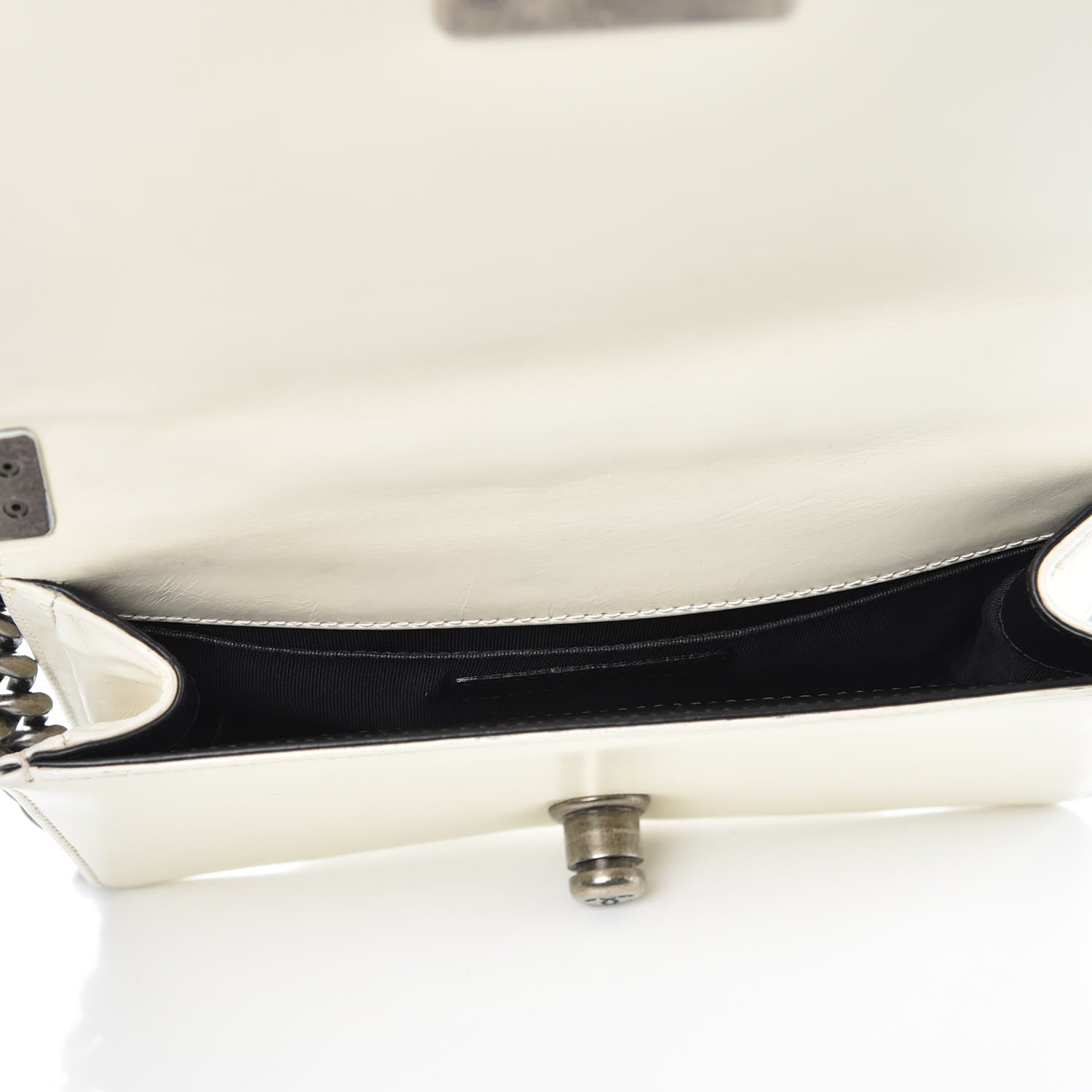 Chanel Glazed Calfskin Small Boy Flap White Black 5 of 12
