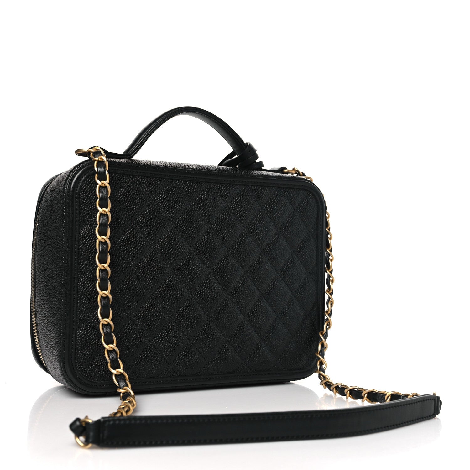 Chanel Caviar Quilted Large CC Filigree Vanity Case Black 3 of 9