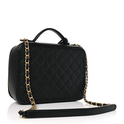 Chanel Caviar Quilted Large CC Filigree Vanity Case Black 3 of 9