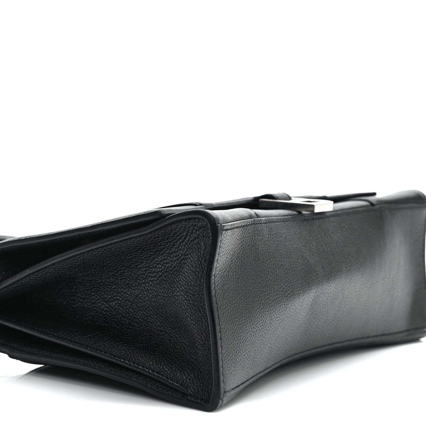 Grained Calfskin Medium Hourglass Top Handle Bag Black