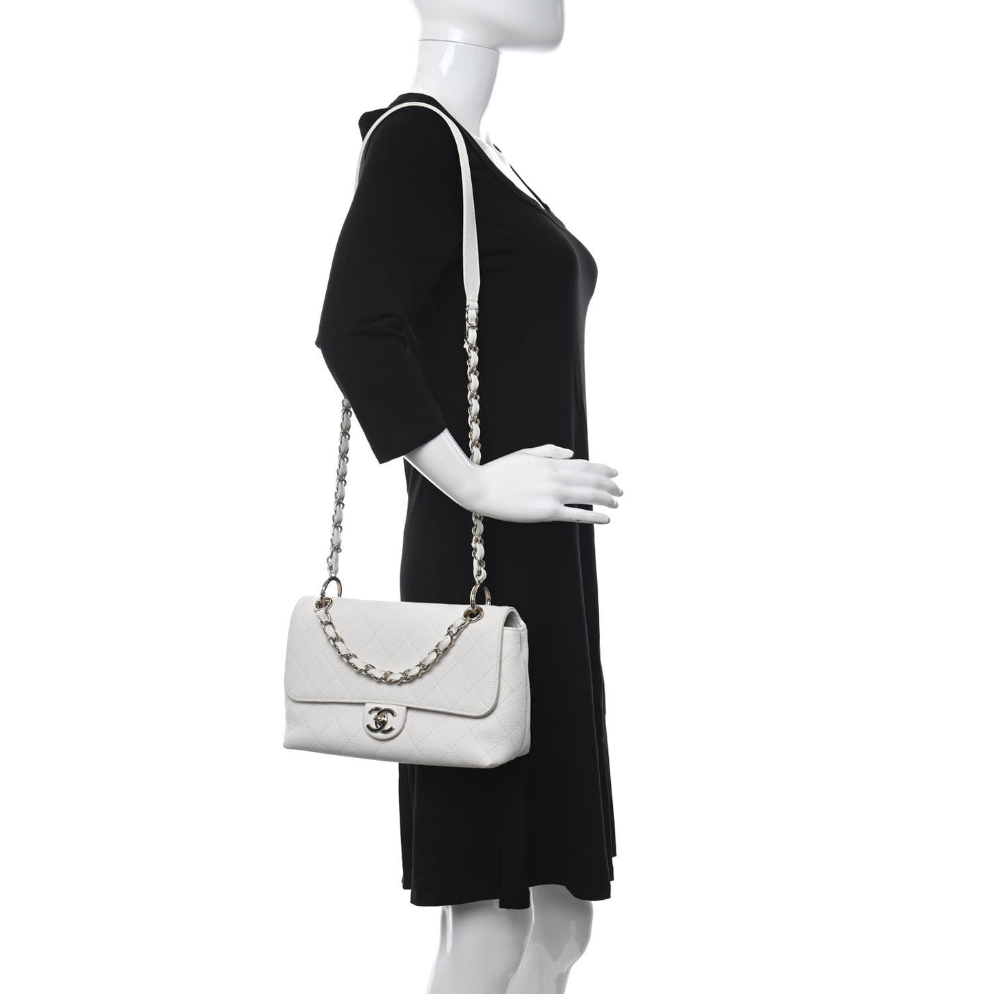 Caviar Quilted City Walk Flap White