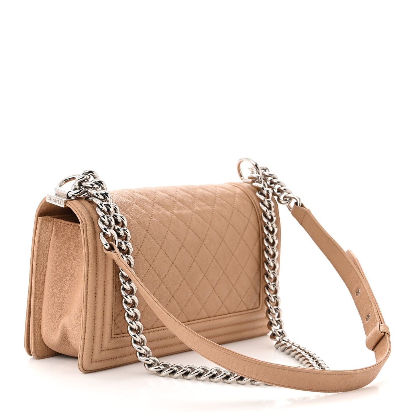 Caviar Quilted Medium Boy Flap Beige