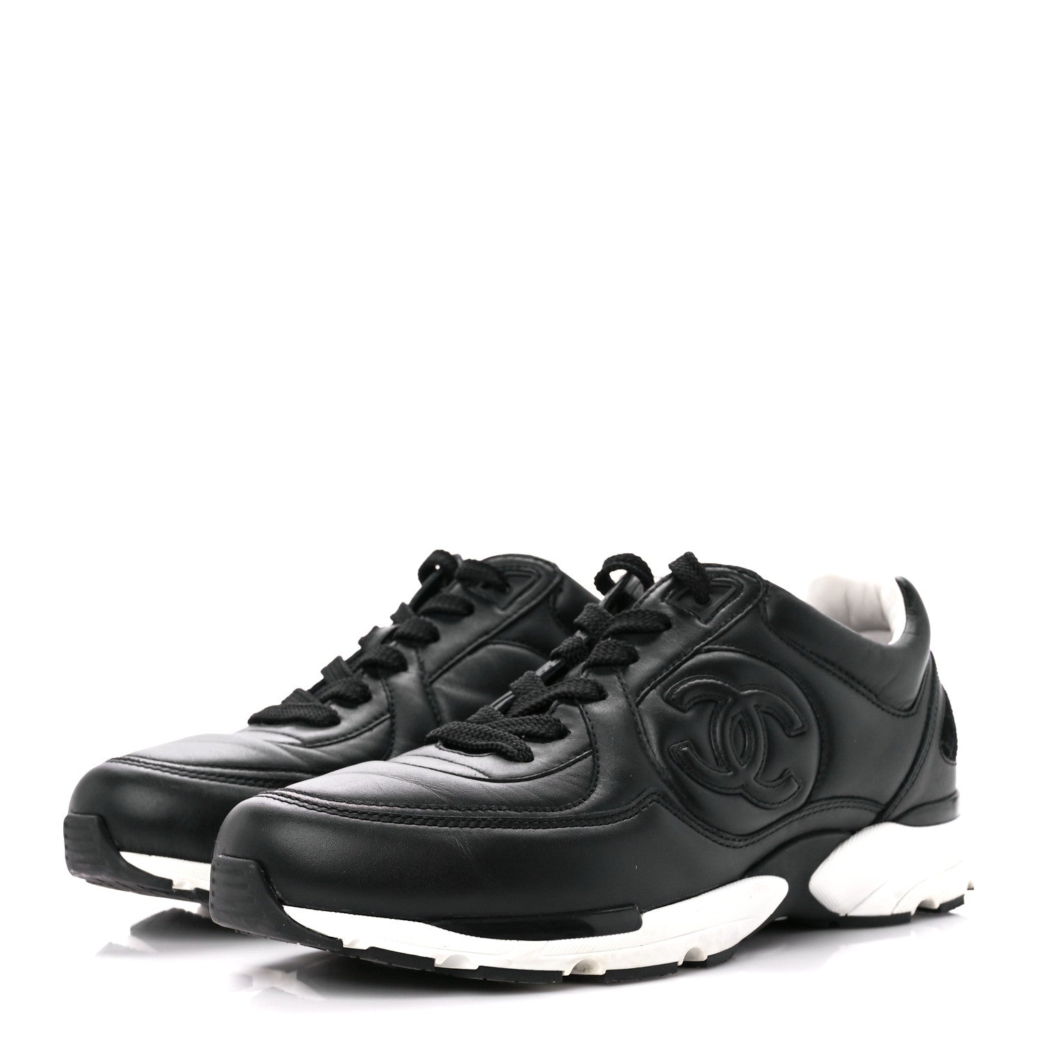 Chanel Calfskin CC Sneakers 40 Black 3 of 9