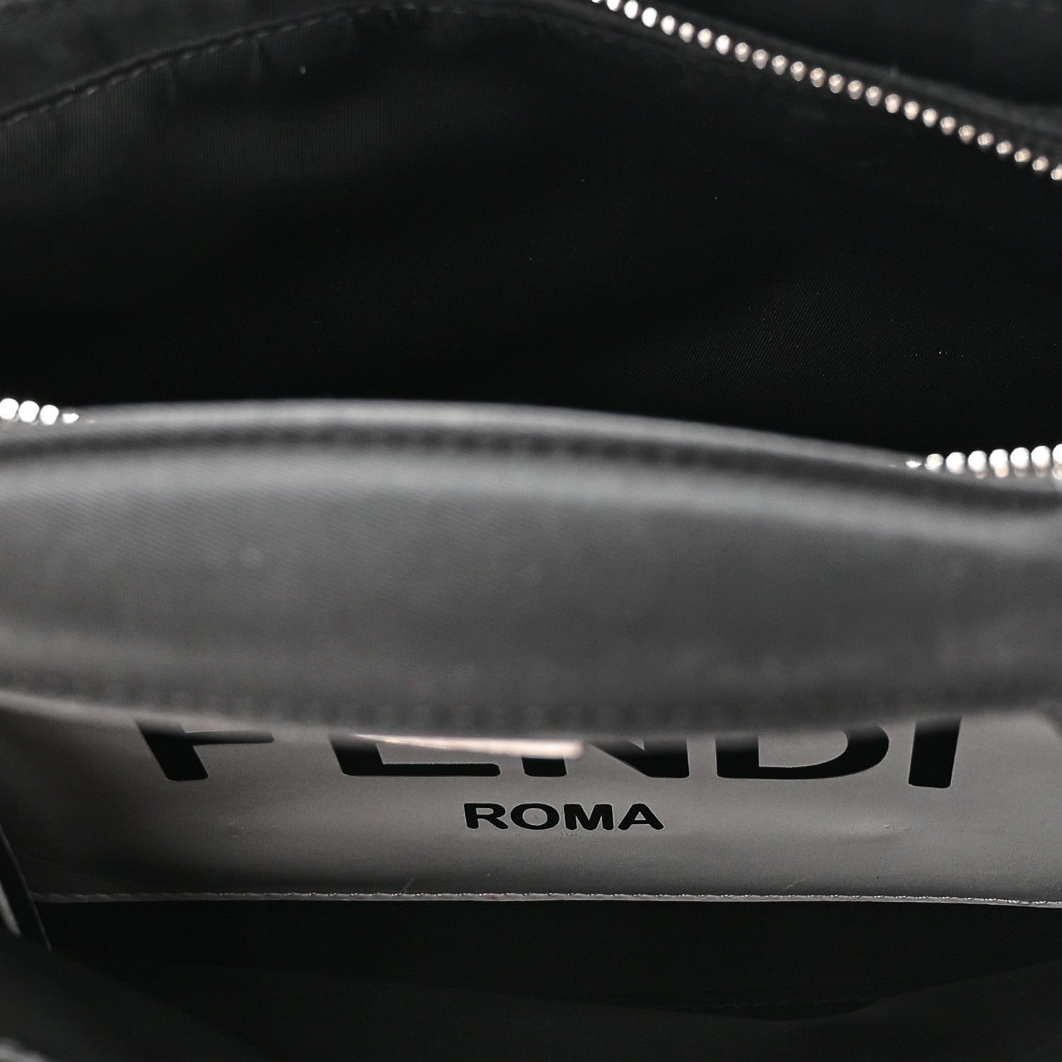 Fendi Nylon Vitello Cover Logo Embossed Mini Peekaboo I SEE U Satchel Black White 5 of 9