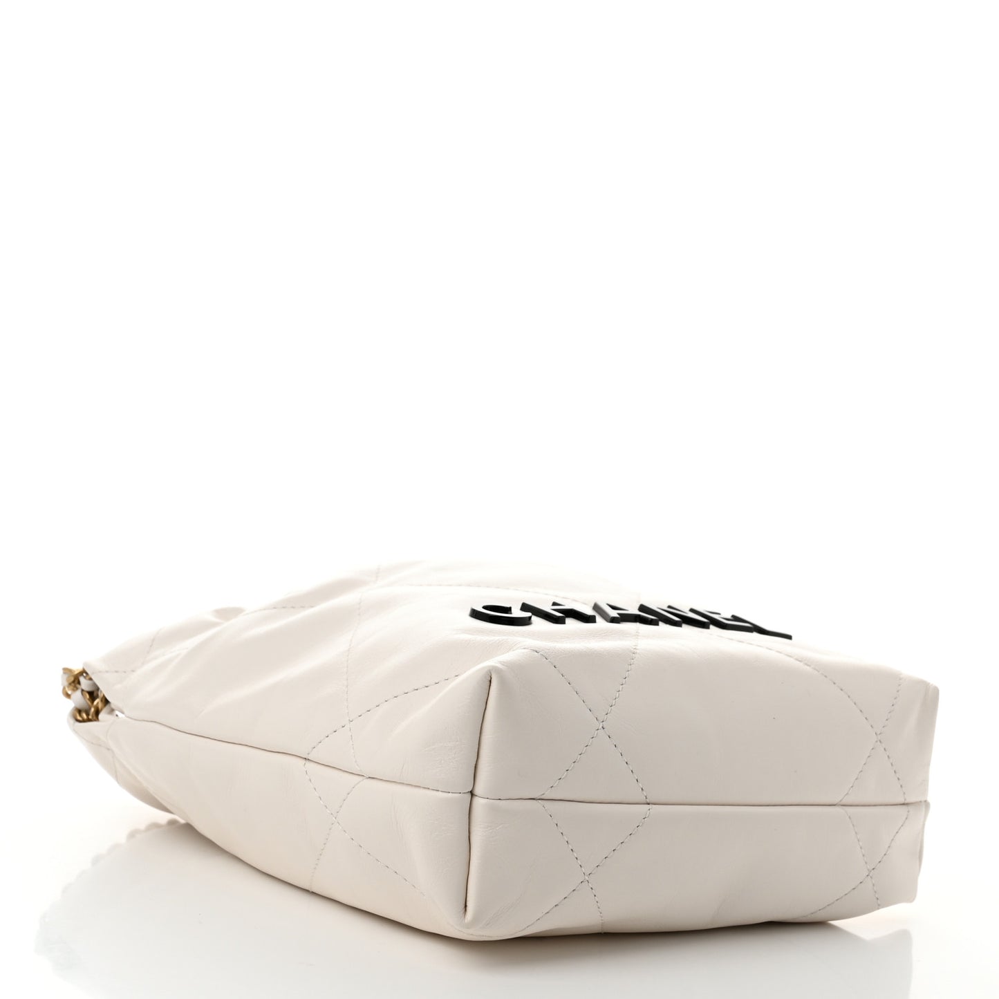 Shiny Calfskin Quilted Mini Chanel 22 White Black