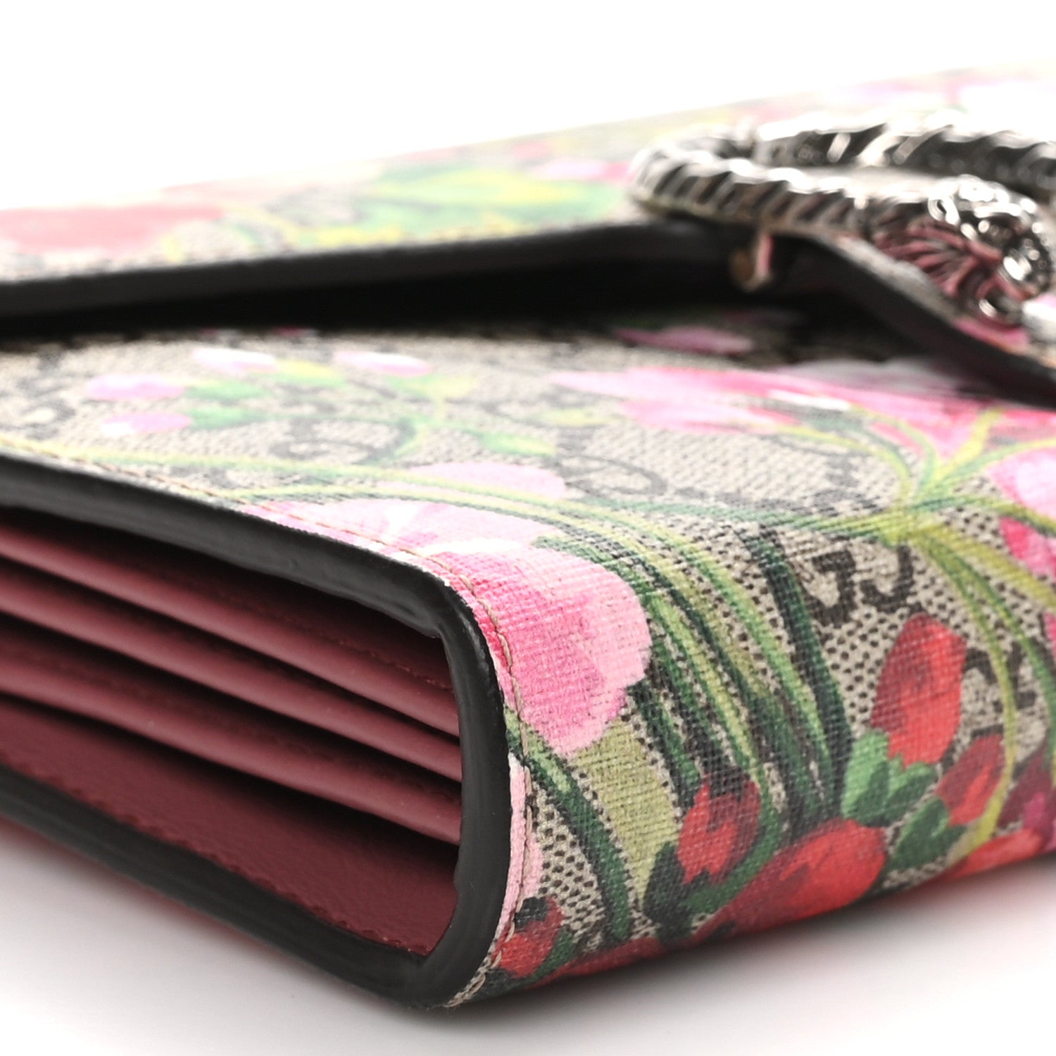 Gucci GG Supreme Monogram Blooms Mini Dionysus Chain Wallet Beige Multicolor Dry Rose 10 of 11