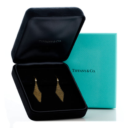 Tiffany 18K Yellow Gold Diamond Mini Elsa Peretti Mesh Earrings 5 of 5