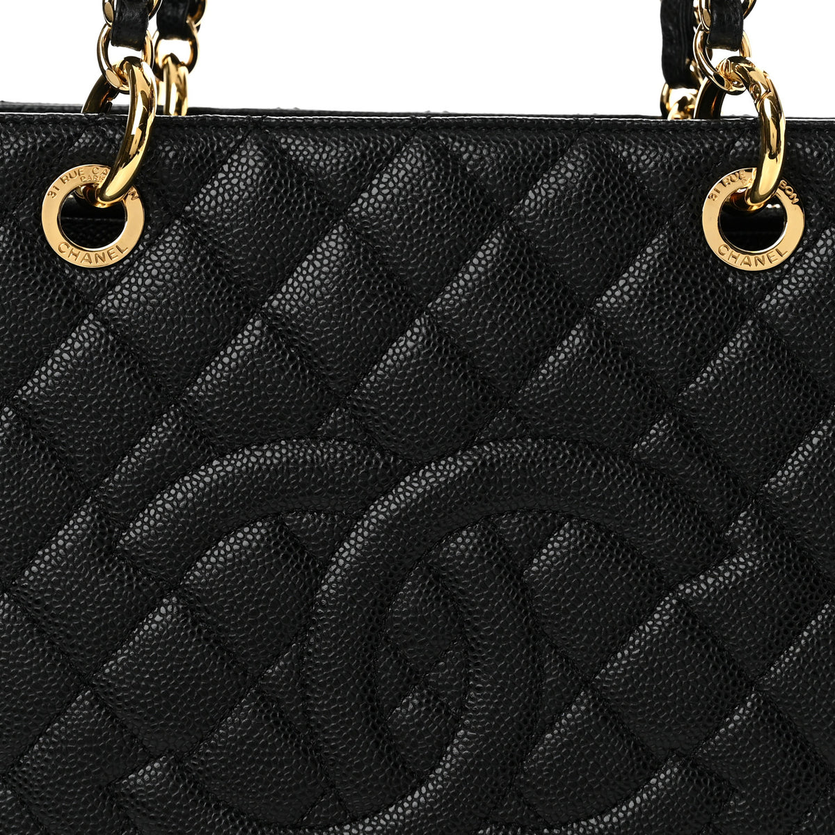 Caviar Quilted Grand Shopping Tote GST Black