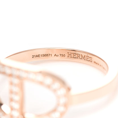 Hermes 18K Rose Gold Diamond MM Chaine d'Ancre Contour Ring 53 6.5 5 of 6