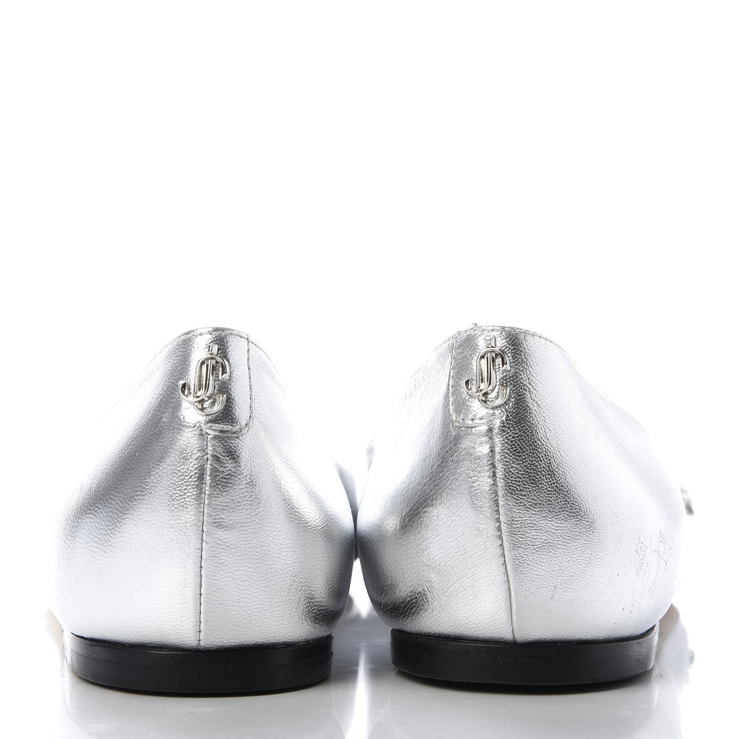 Metallic Calfskin Crystal Mirele Ballet Flat 37 Silver