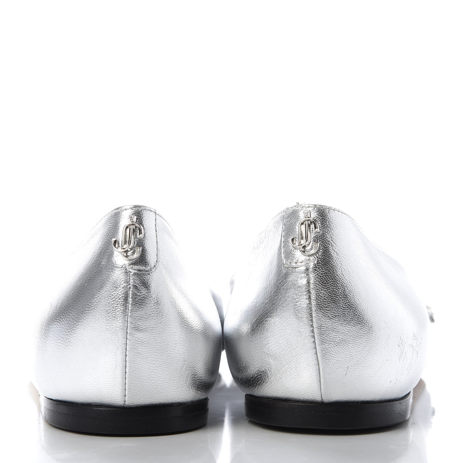 Jimmy Choo Metallic Calfskin Crystal Mirele Ballet Flat 37 Silver 5 of 8
