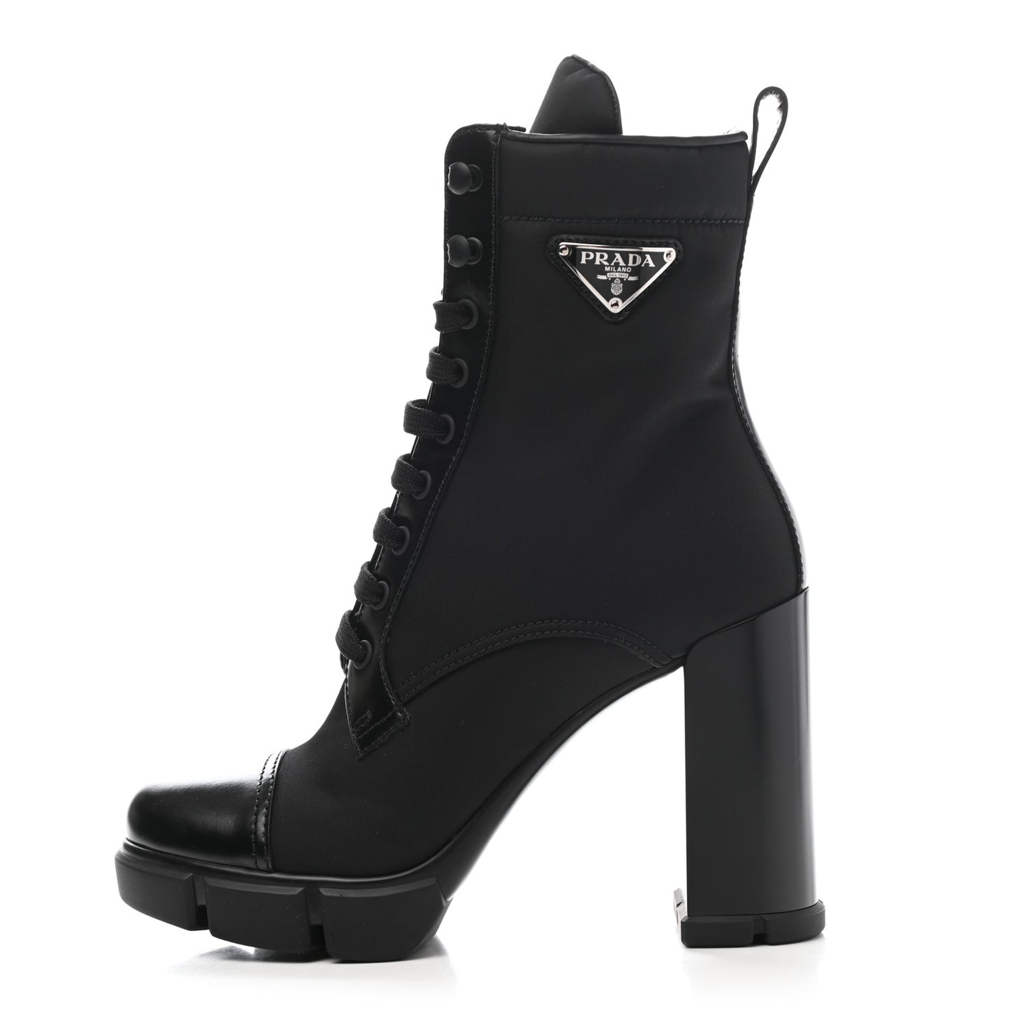 Spazzolato Re-Nylon Metal Triangle Logo 110mm Ankle Boots 37.5 Black