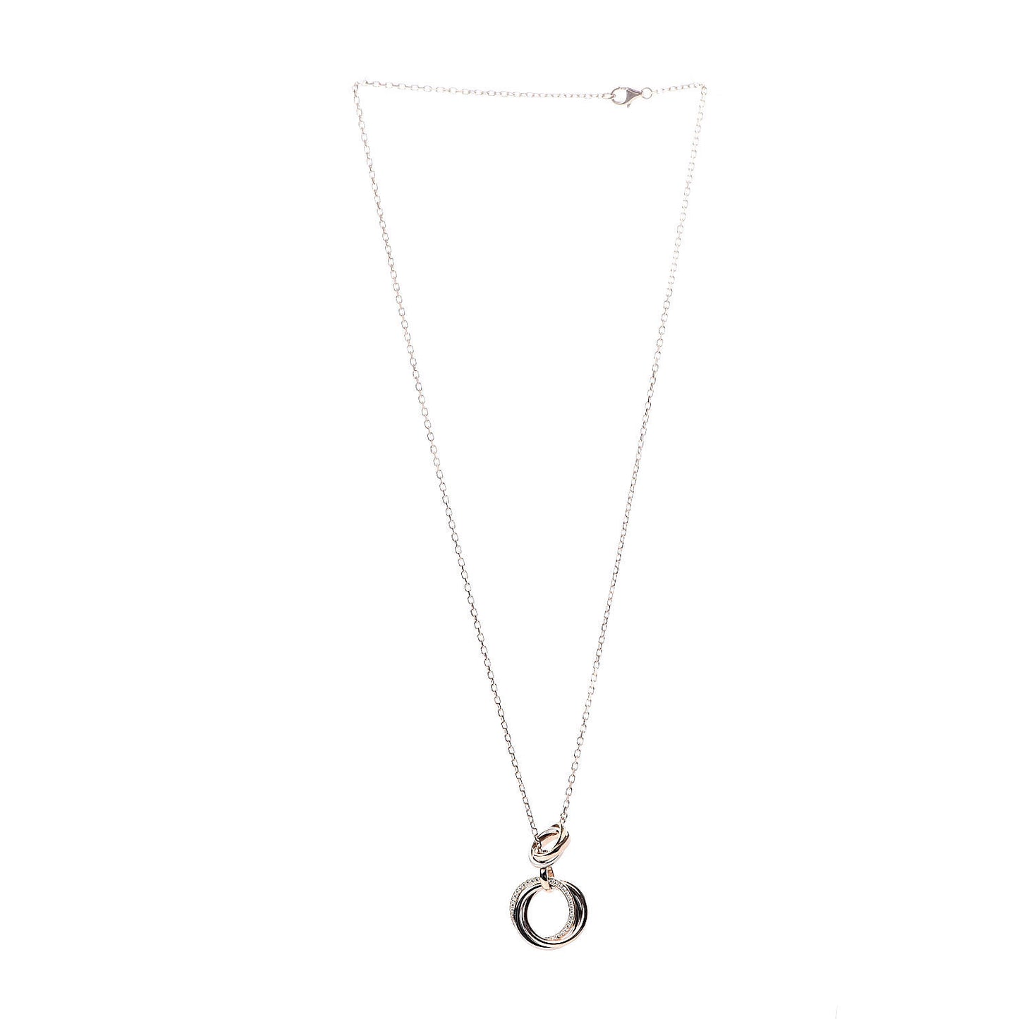 18K Pink Yellow White Gold Diamond Trinity Lariat Necklace