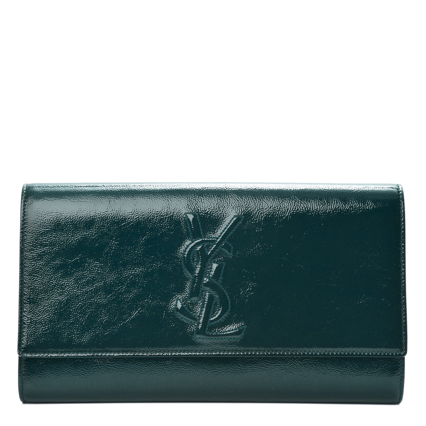Textured Patent Monogram Large Belle De Jour Clutch Green