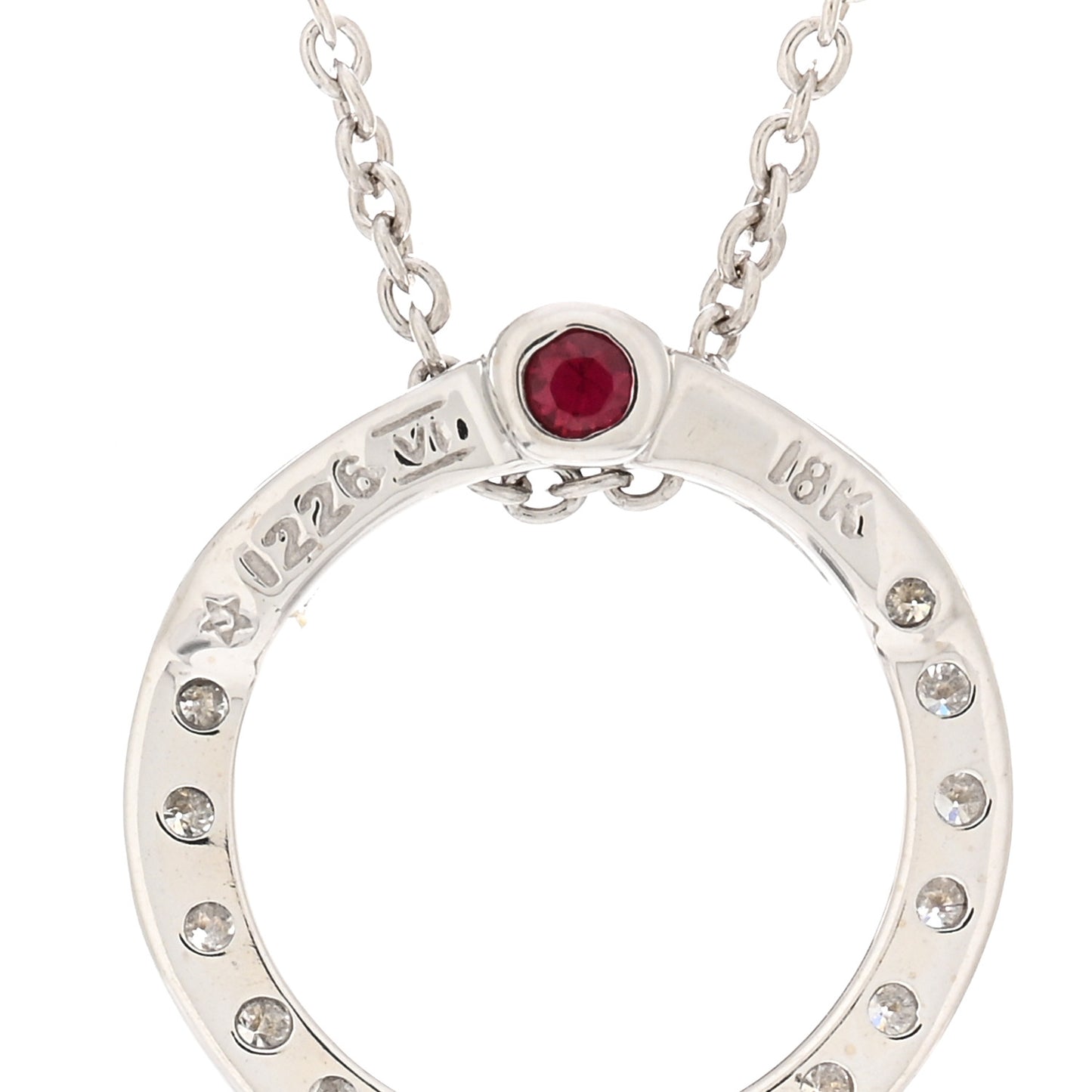 18K White Gold Diamond Small Tiny Treasures Circle Pendant Necklace