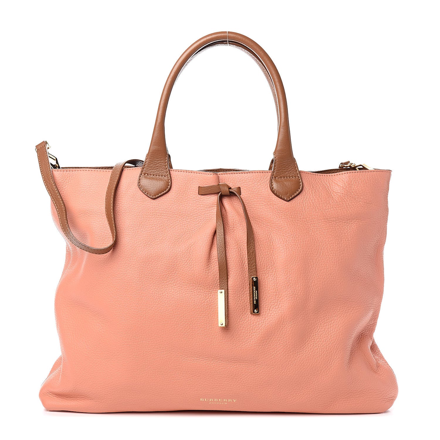 Burberry Prorsum Pebbled Calfskin Medium Studley Tote Peach Mid Camel 1 of 11