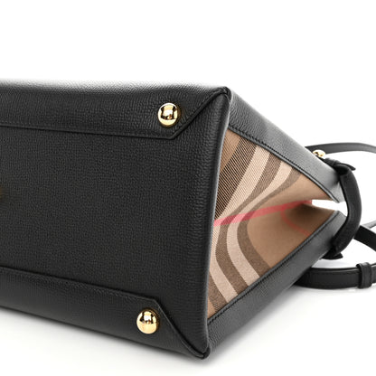 Burberry Derby Calfskin House Check Medium Banner Tote Black 10 of 10
