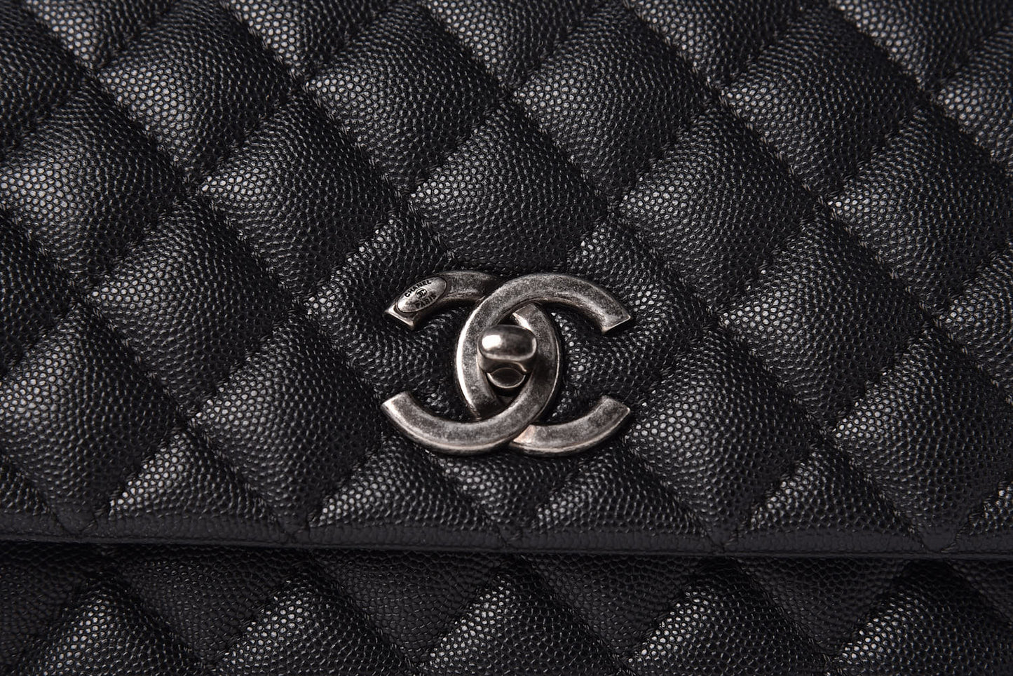 Caviar Lizard Quilted Small Coco Handle Flap Black