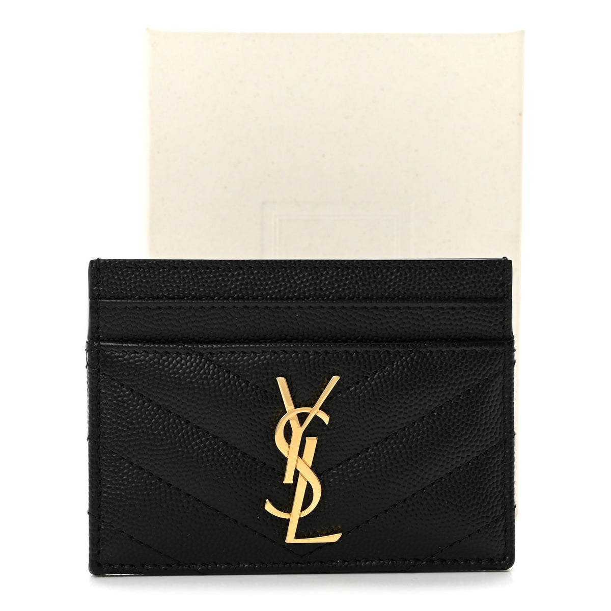Grain De Poudre Matelasse Chevron Monogram Credit Card Case Black