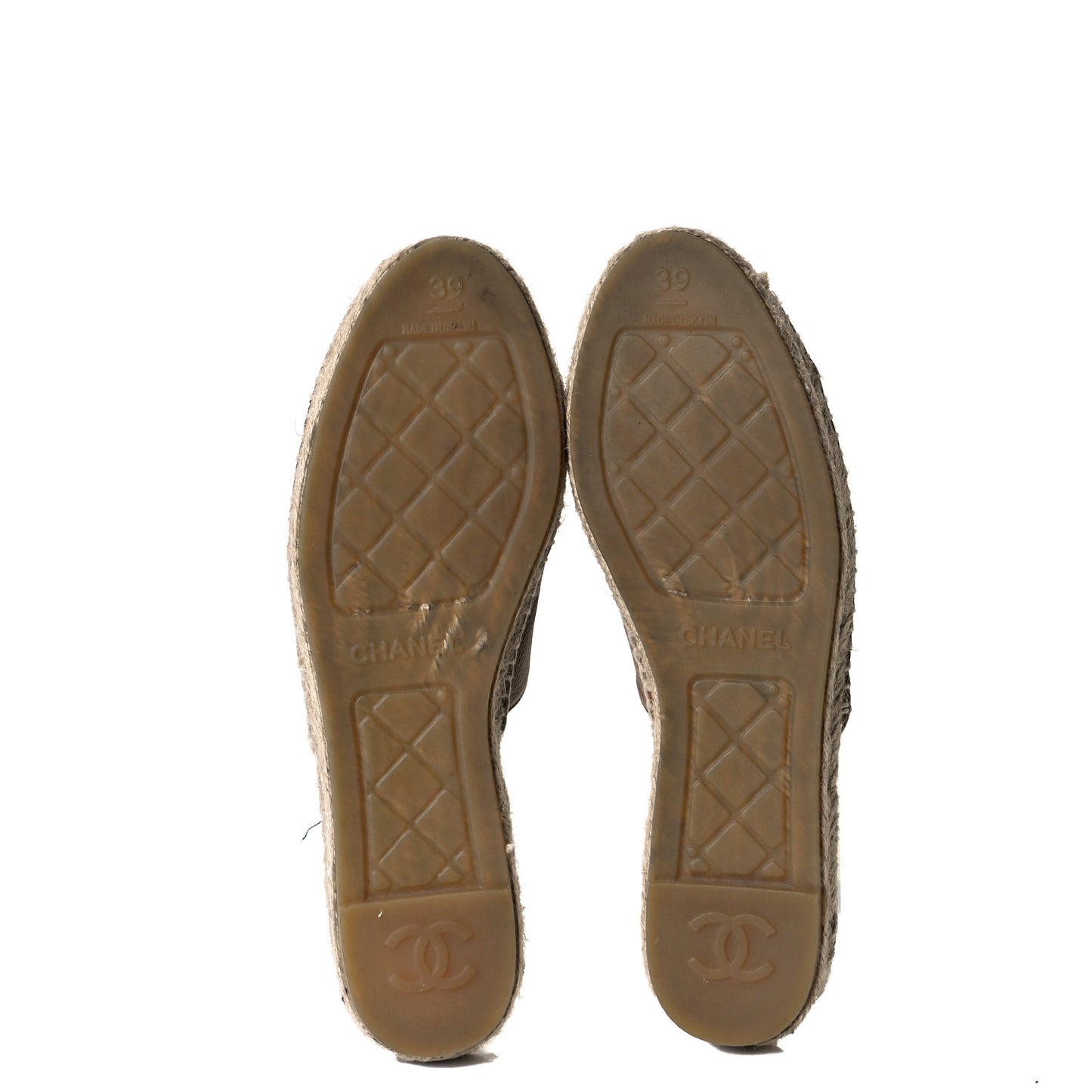 Calfskin CC Espadrille Mules 39 Light Brown