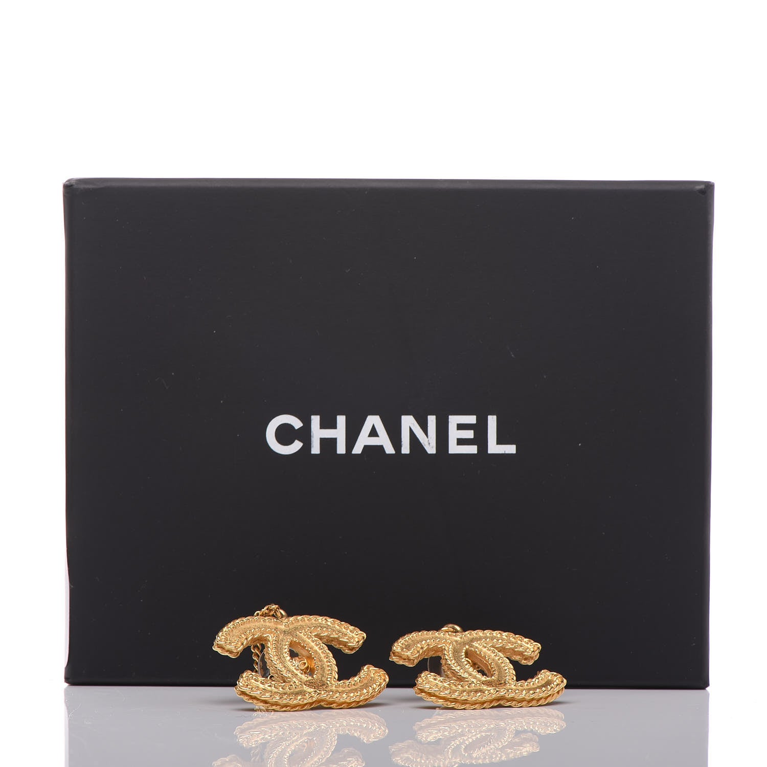 Chanel CC Drop Earrings Matte Gold 5 of 5