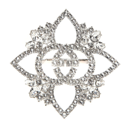 Gucci Metal Crystal Interlocking G Flower Ring S Silver 1 of 5