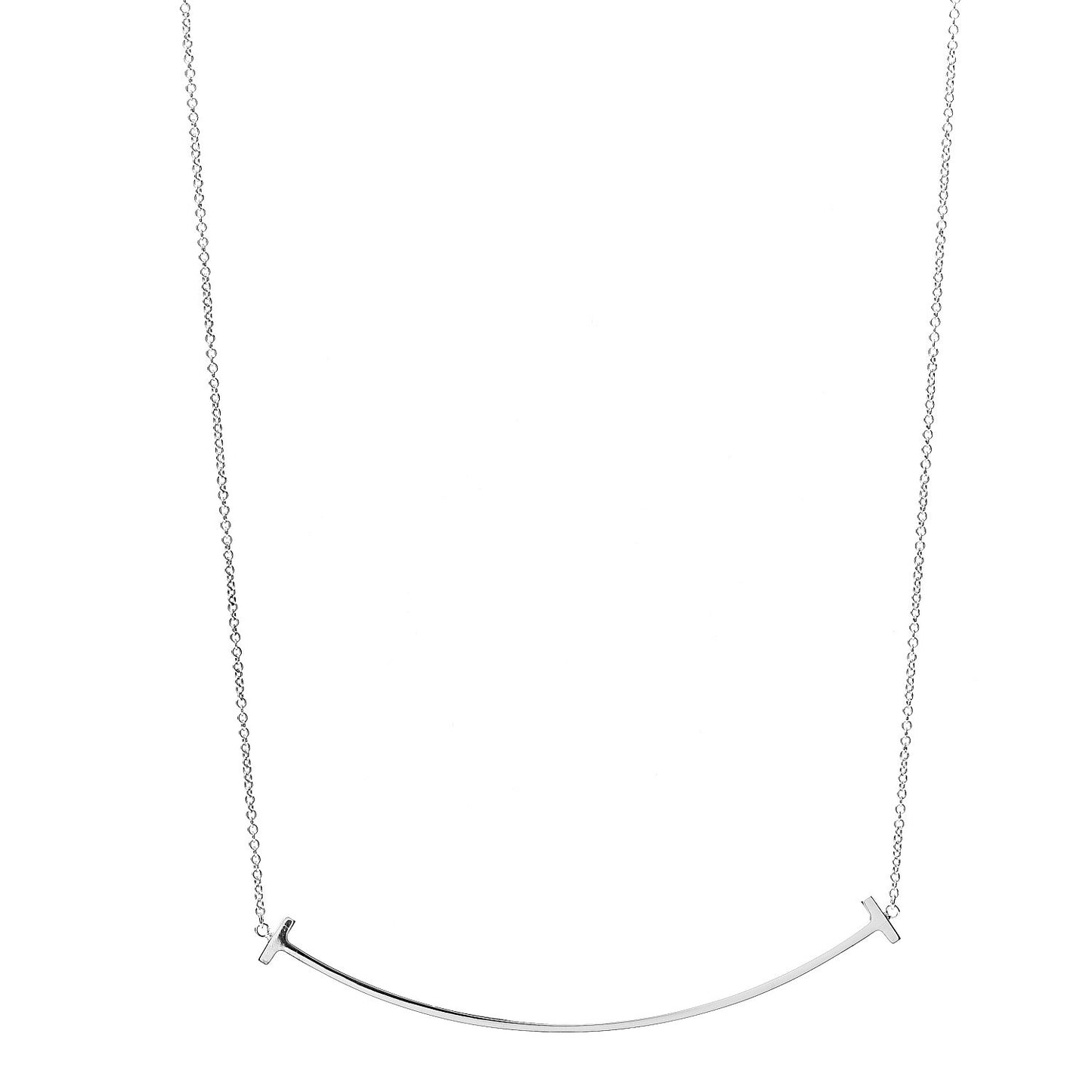 Sterling Silver Large T Smile Pendant Necklace