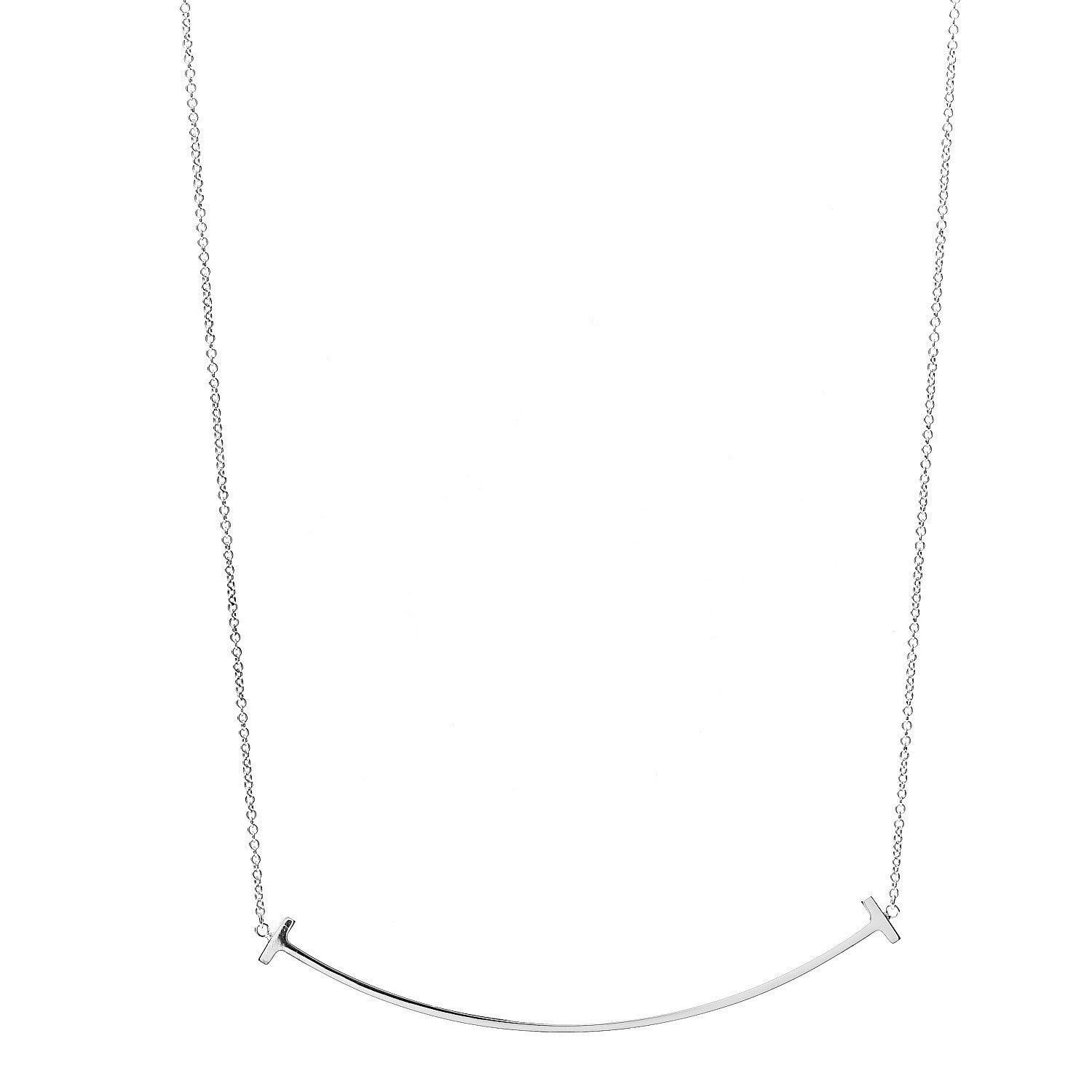 Tiffany Sterling Silver Large T Smile Pendant Necklace 1 of 5